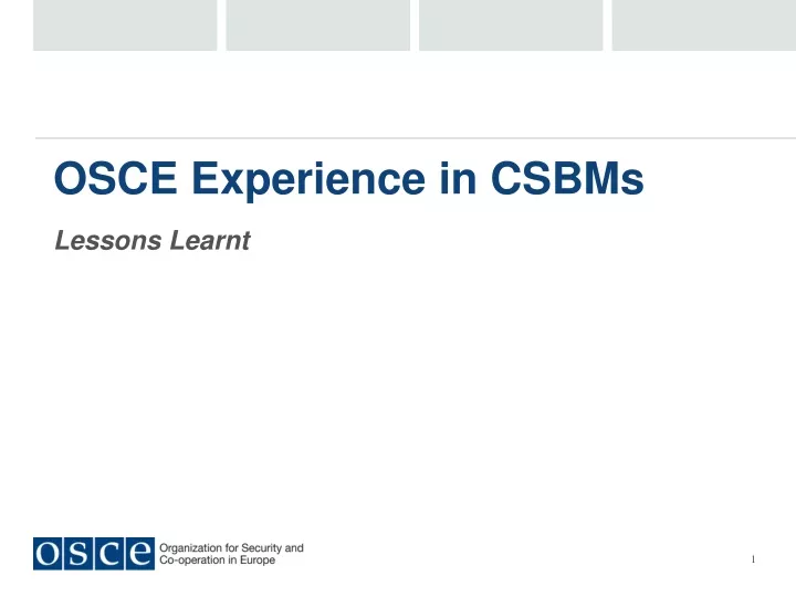 osce experience in csbms lessons learnt