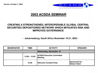 2003 ACSDA SEMINAR