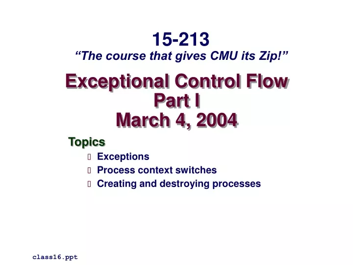 exceptional control flow part i march 4 2004