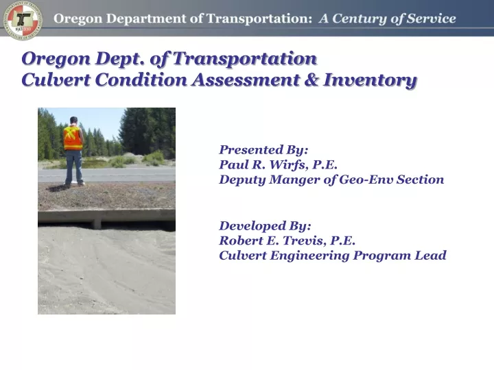 oregon dept of transportation culvert condition