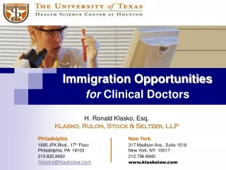 Immigration Opportunities for  Clinical Doctors