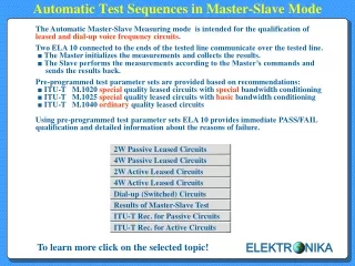 Automatic Test Sequences in Master-Slave Mode