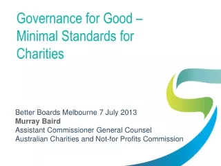 Governance for Good – Minimal Standards for Charities
