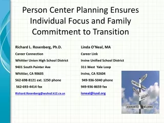 Person Center Planning Ensures Individual Focus and Family Commitment to Transition