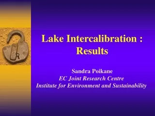 Lake Intercalibration  : Results