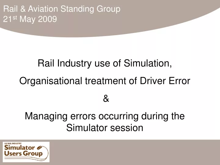 rail aviation standing group 21 st may 2009