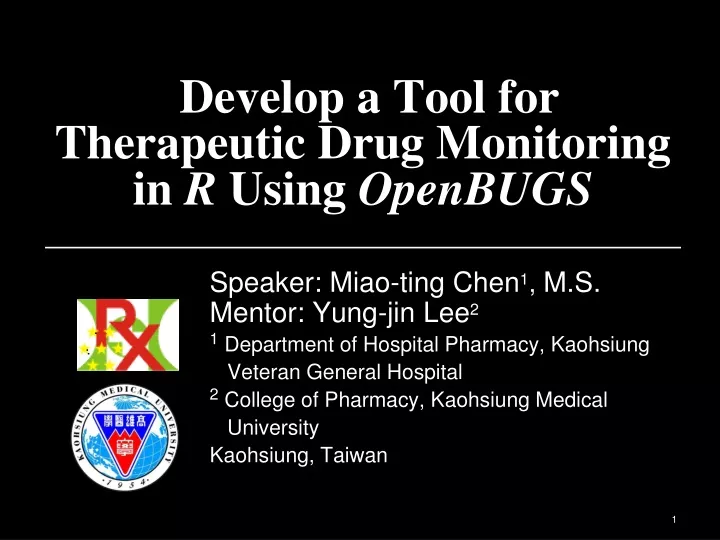 develop a tool for therapeutic drug monitoring in r using openbugs