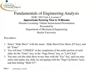 Fundamentals of Engineering Analysis EGR 1302 Unit 4, Lecture C
