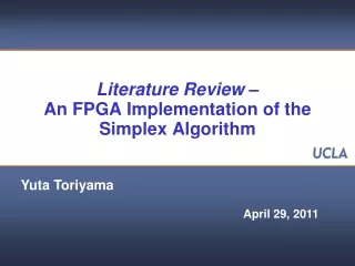 Literature Review –  An FPGA Implementation of the Simplex Algorithm