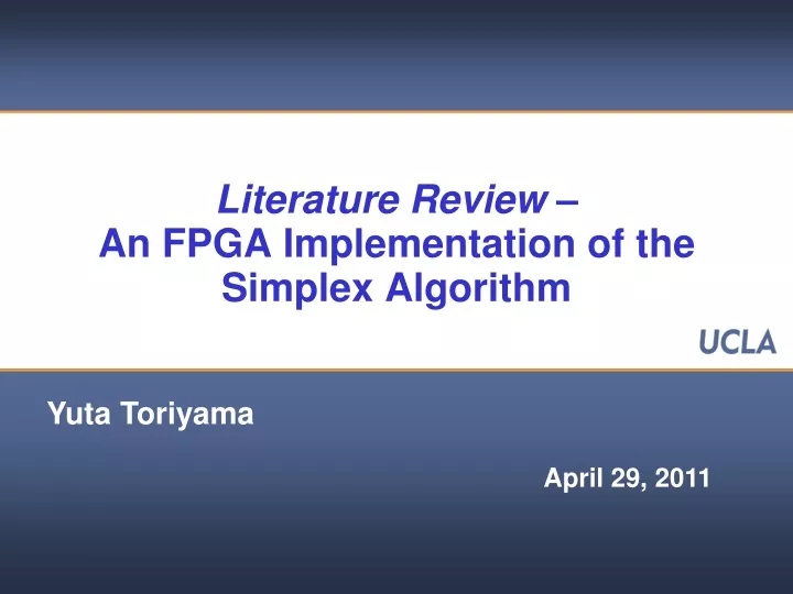 literature review an fpga implementation of the simplex algorithm
