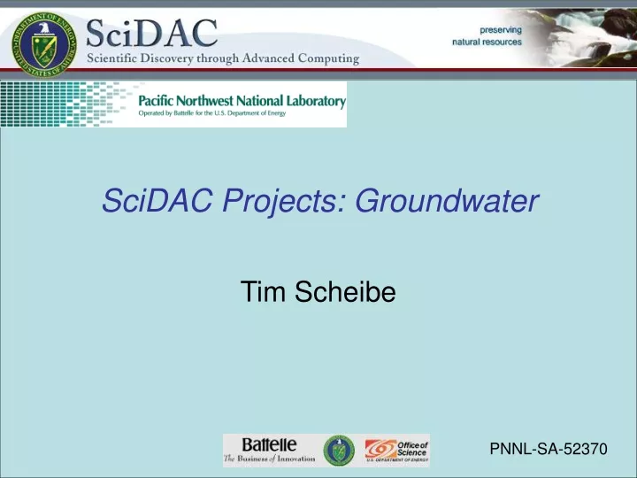 scidac projects groundwater