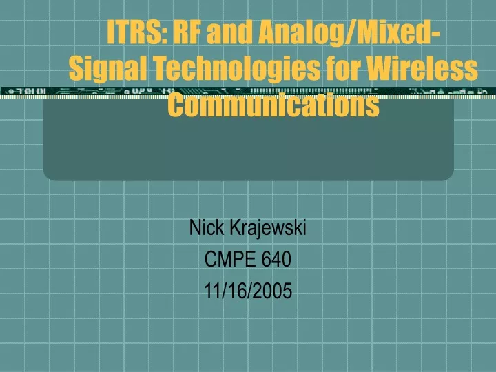 itrs rf and analog mixed signal technologies for wireless communications