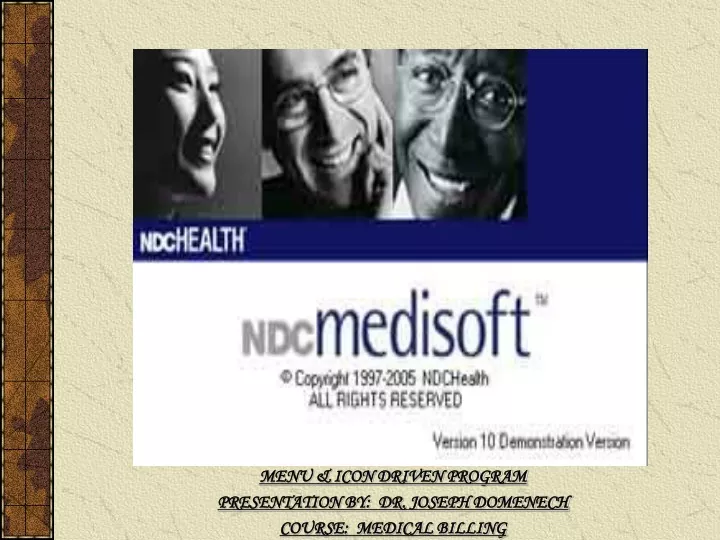 menu icon driven program presentation by dr joseph domenech course medical billing