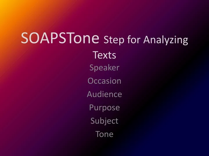 soapstone step for analyzing texts