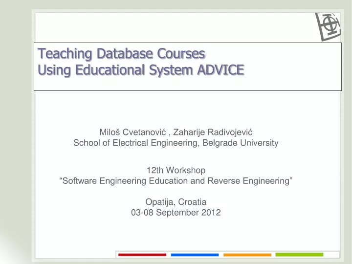 teaching database courses using educational system advice