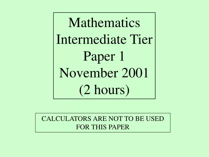 mathematics intermediate tier paper 1 november