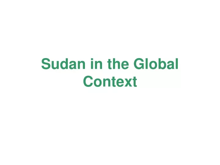 sudan in the global context
