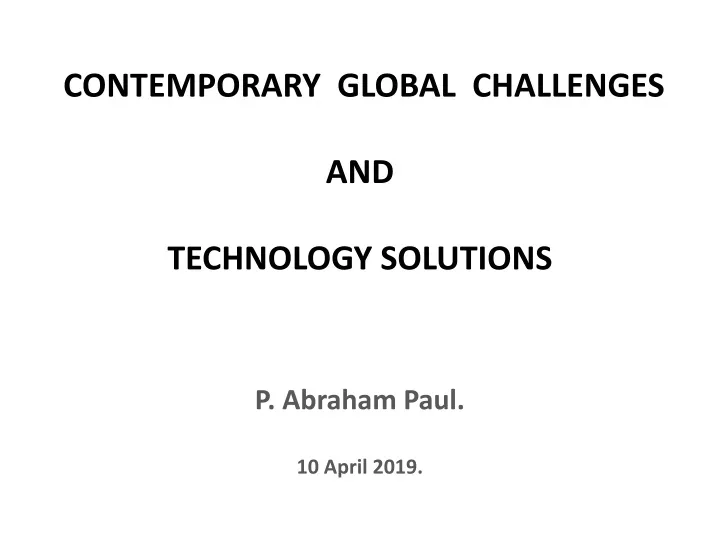 contemporary global challenges and technology solutions