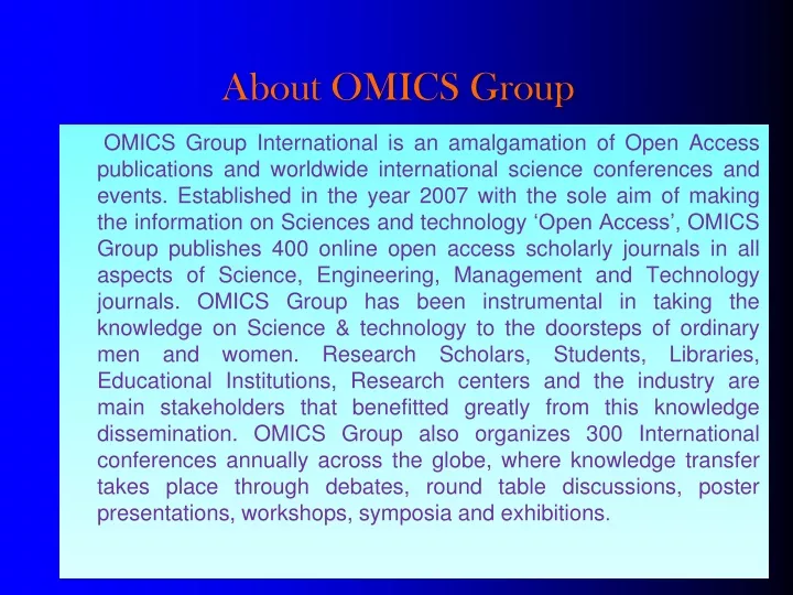 about omics group