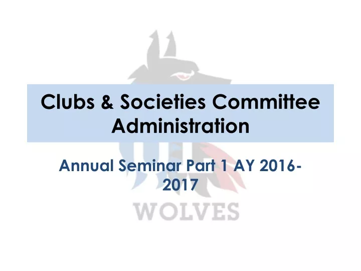 clubs societies committee administration