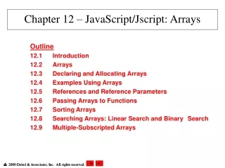 Chapter 12 – JavaScript/Jscript: Arrays