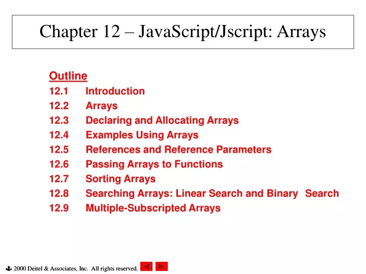 chapter 12 javascript jscript arrays