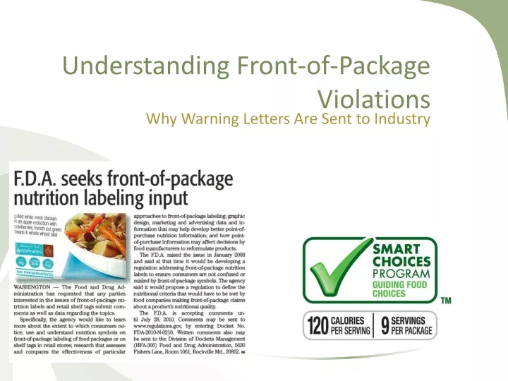 understanding front of package violations