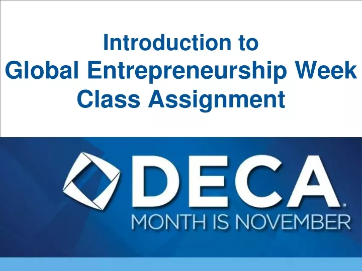 introduction to global entrepreneurship week class assignment