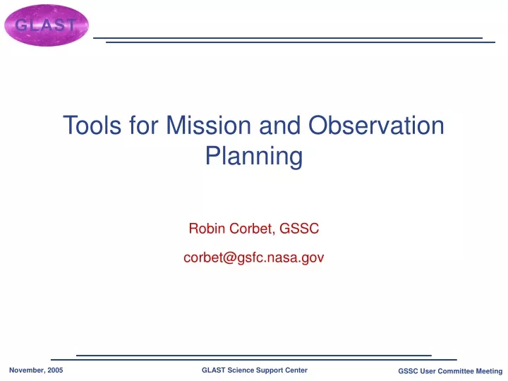 tools for mission and observation planning