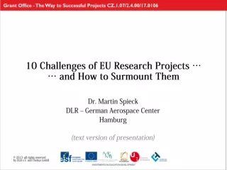 10 Challenges of EU Research Projects … … and How to Surmount Them