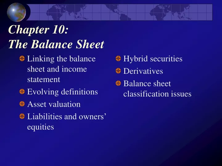 chapter 10 the balance sheet