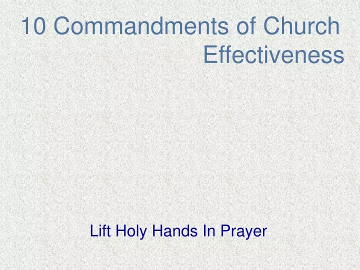 10 commandments of church effectiveness