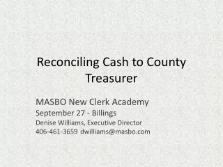 Reconciling Cash to County Treasurer