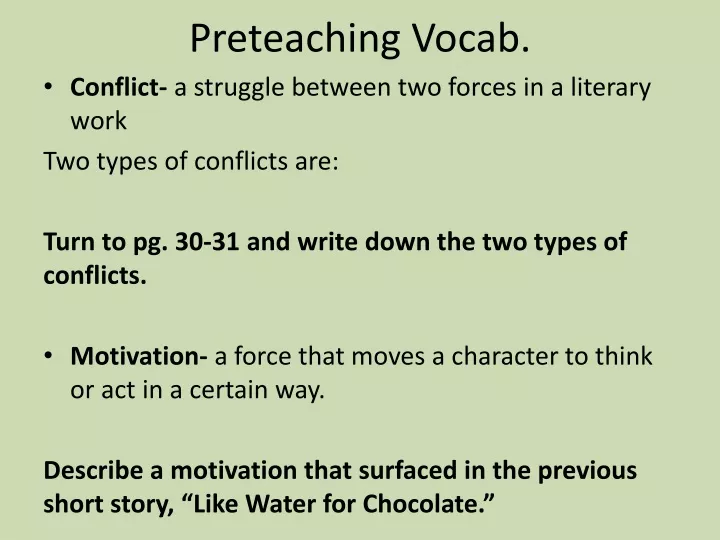 preteaching vocab