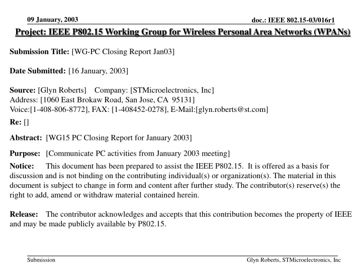 project ieee p802 15 working group for wireless