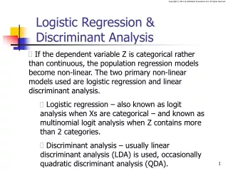 Logistic Regression &amp; Discriminant Analysis
