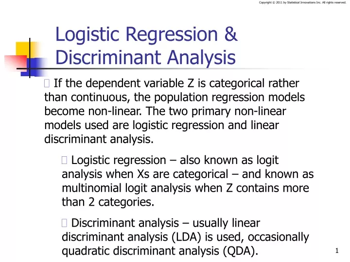 logistic regression discriminant analysis