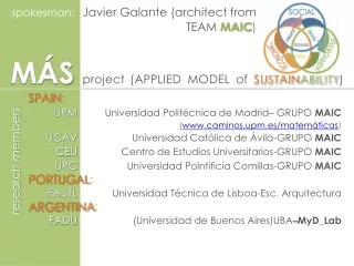 MÁS project ( APPLIED MODEL of  SUSTAIN ABILITY )