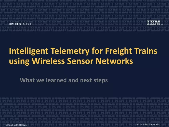 intelligent telemetry for freight trains using wireless sensor networks