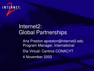 Internet2:  Global Partnerships