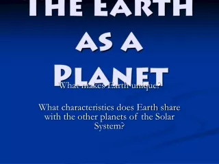 The Earth as a Planet