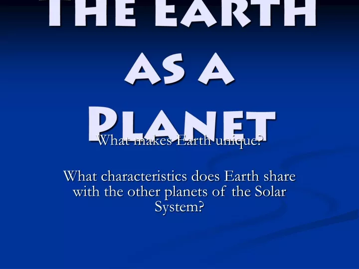 the earth as a planet