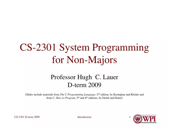 cs 2301 system programming for non majors