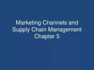 Marketing Channels and Supply Chain Management Chapter 5