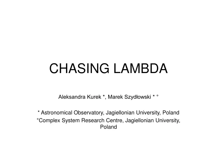 chasing lambda