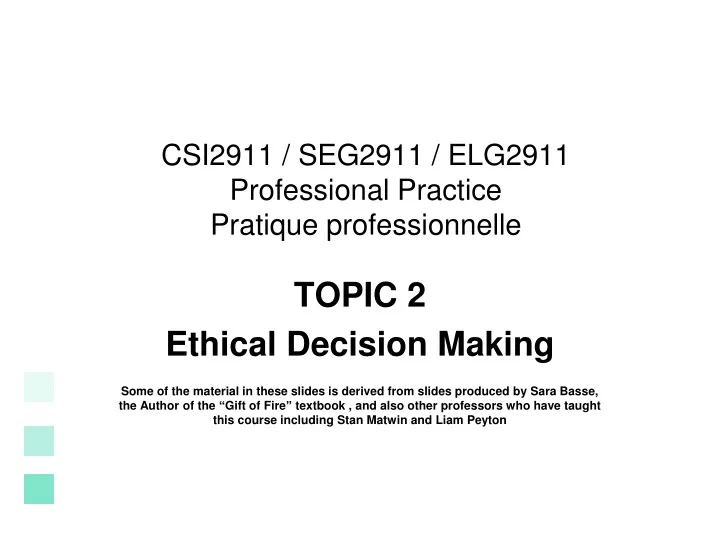 csi2911 seg2911 elg2911 professional practice pratique professionnelle