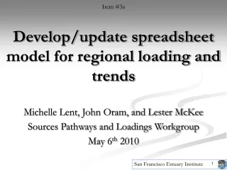 Develop/update spreadsheet model for regional loading and trends