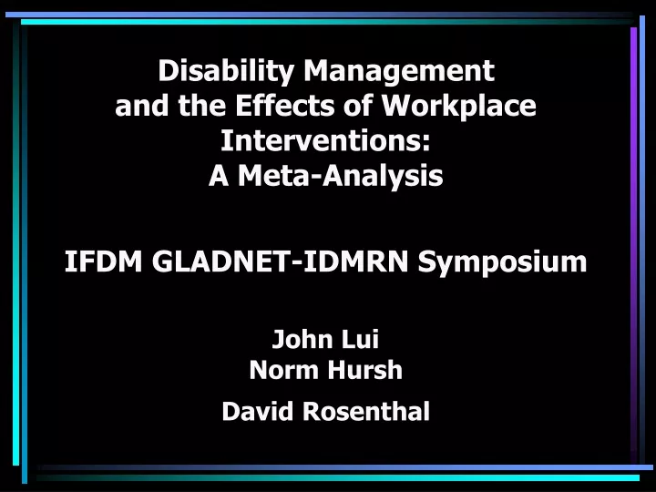 disability management and the effects