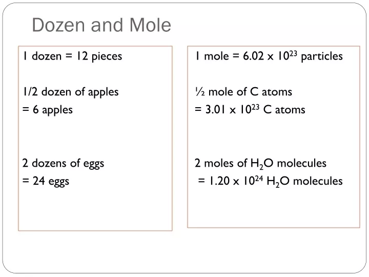 dozen and mole