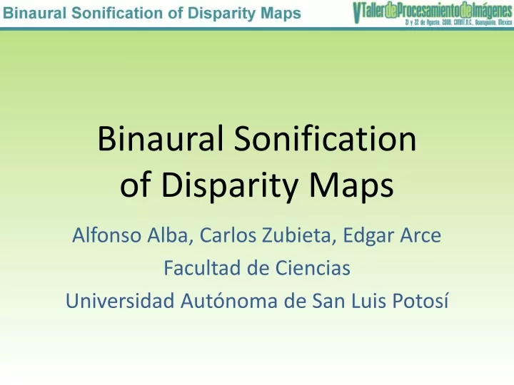 binaural sonification of disparity maps